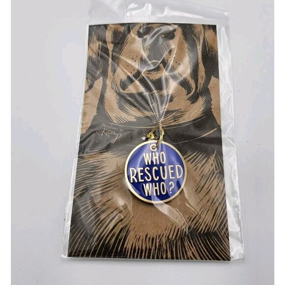 "Who Rescued Who? - Dog/Cat Pet Collar Tag/Charm - NEW - Picture 1 of 3